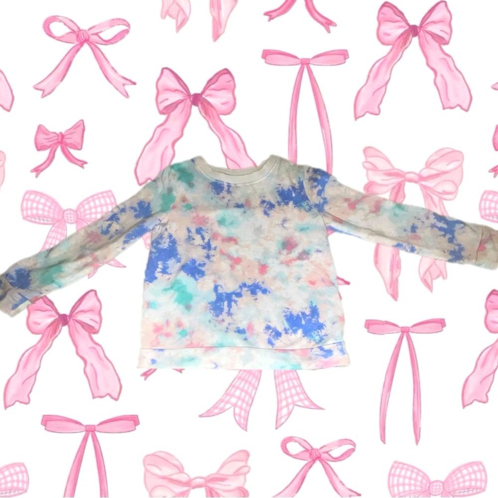 Girls large tie die long sleeve sweater
